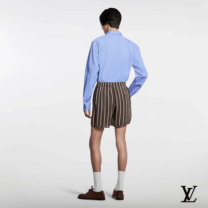 Louis Vuitton Navy Pleated Tailored Shorts