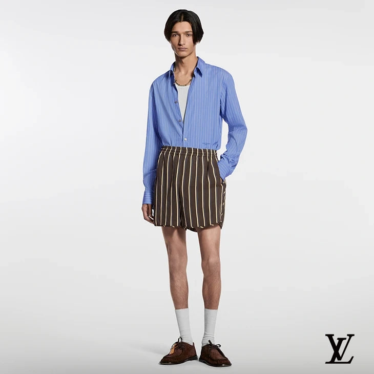 Louis Vuitton Navy Pleated Tailored Shorts