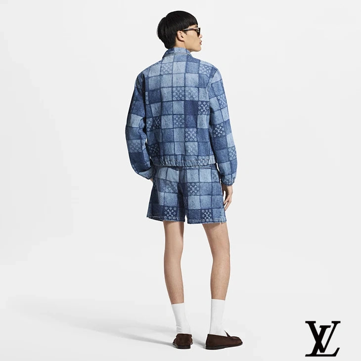 Louis Vuitton Blue Patchwork Monogram Denim Shorts