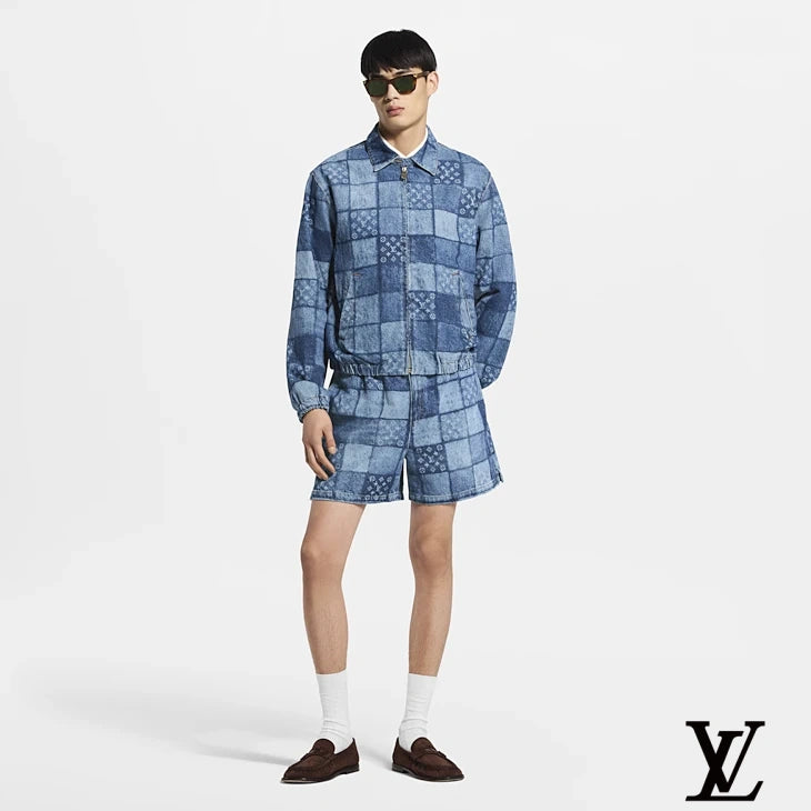 Louis Vuitton Blue Patchwork Monogram Denim Shorts