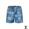 Louis Vuitton Blue Patchwork Monogram Denim Shorts