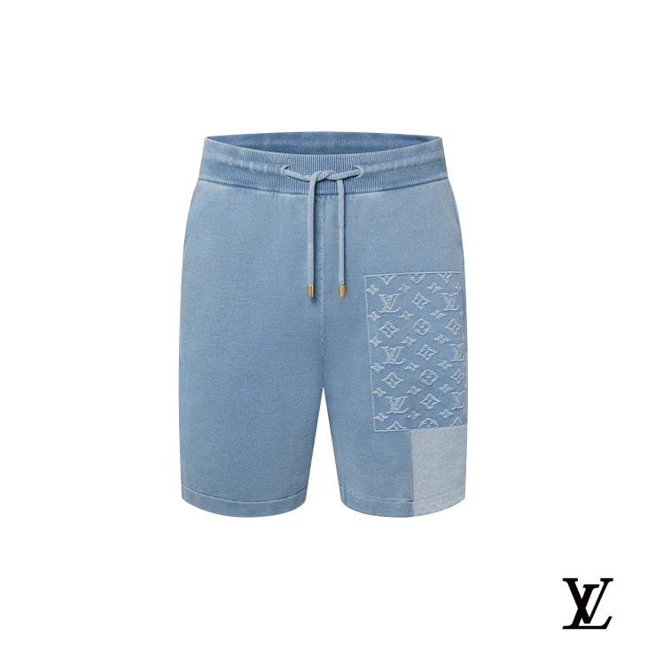 Louis Vuitton Light Blue Monogram Patch Knit Shorts