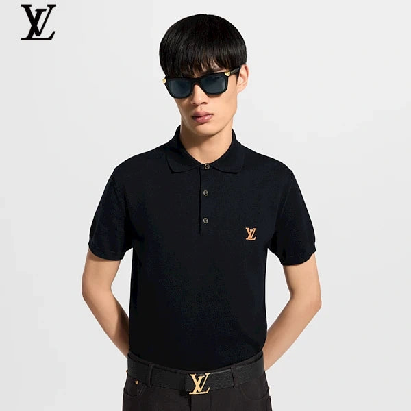 Louis Vuitton Gold LV Logo Embroidery Polo Shirt