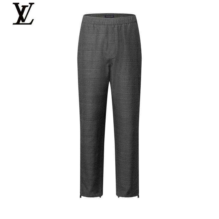Louis Vuitton Grey Check Drawstring Trousers