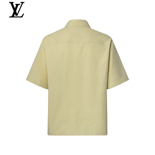 Louis Vuitton Pale Yellow Cotton Short Sleeve Shirt Embossed Pocket Logo