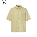 Louis Vuitton Pale Yellow Cotton Short Sleeve Shirt Embossed Pocket Logo