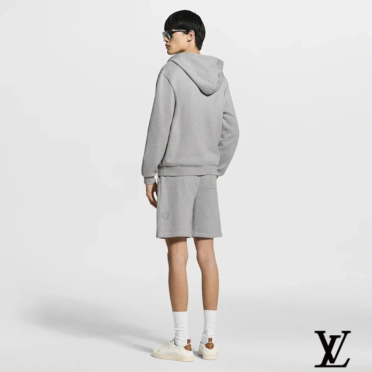Louis Vuitton Grey Embroidered Monogram Sweat Shorts