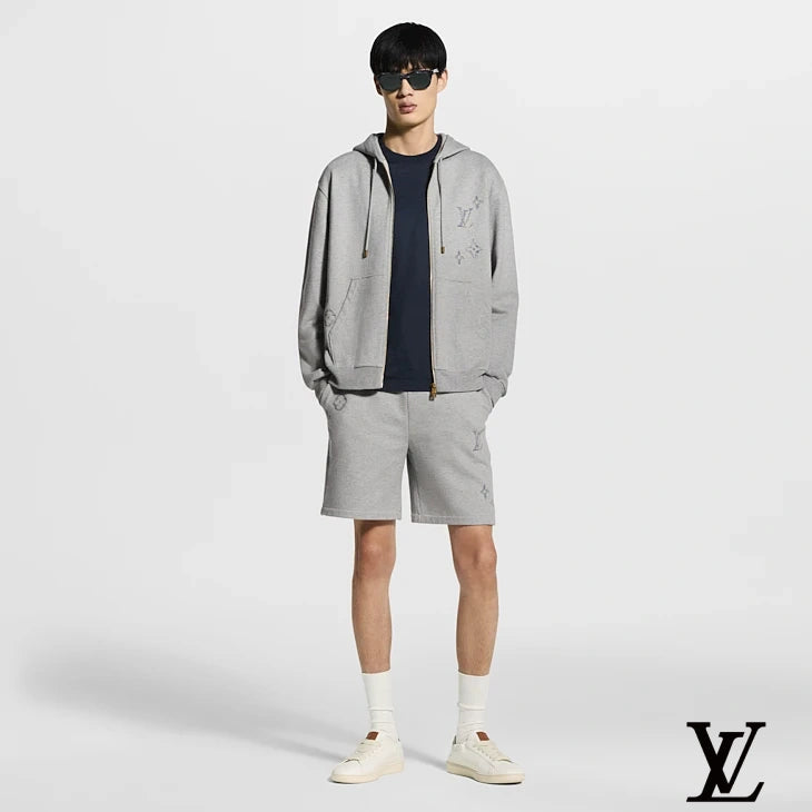 Louis Vuitton Grey Embroidered Monogram Sweat Shorts