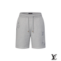 Louis Vuitton Grey Cotton Shorts with Blue Stitched Monogram