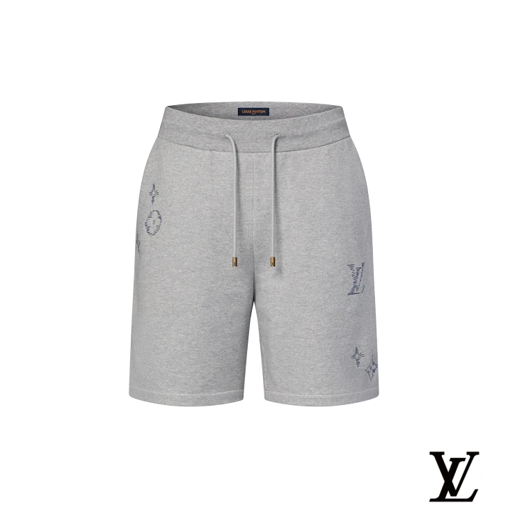 Louis Vuitton Grey Embroidered Monogram Sweat Shorts