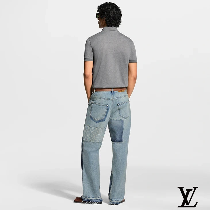 Louis Vuitton Grey Embroidered Logo Polo Shirt