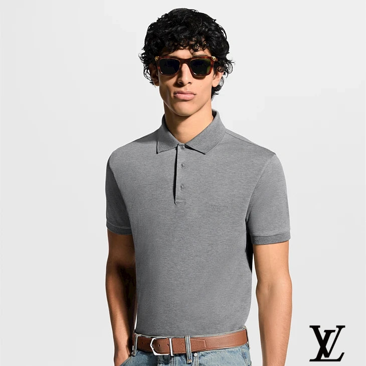 Louis Vuitton Grey Embroidered Logo Polo Shirt