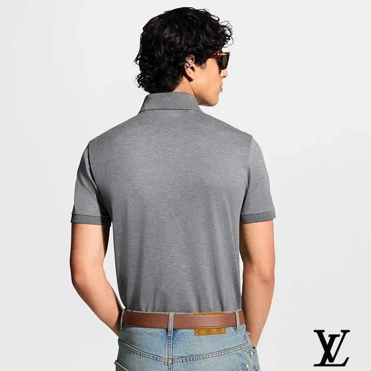 Louis Vuitton Grey Embroidered Logo Polo Shirt