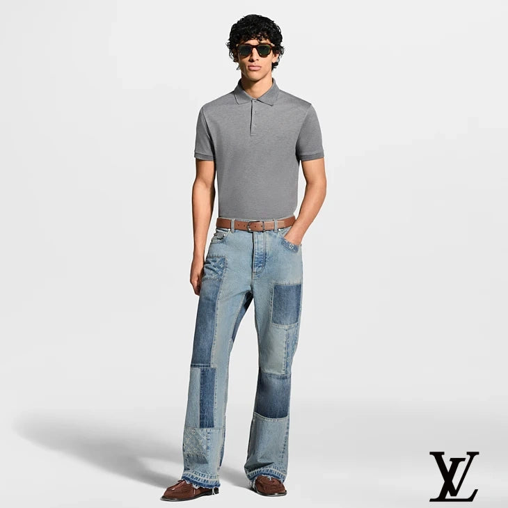 Louis Vuitton Grey Embroidered Logo Polo Shirt