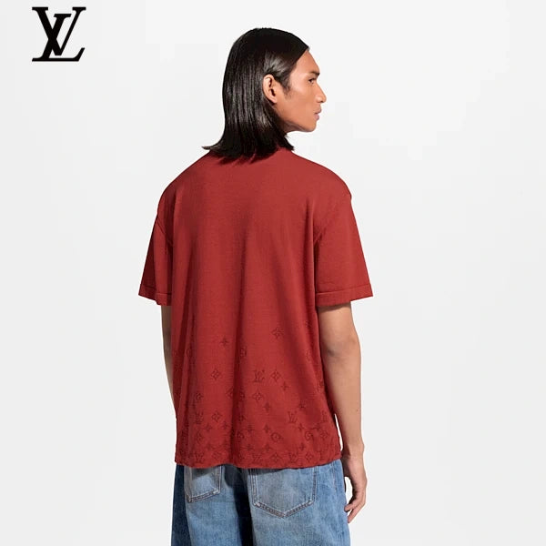 Louis Vuitton Red Gradient Monogram Knit Short Sleeve Tee