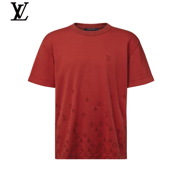 Louis Vuitton Red Gradient Monogram Knit Short Sleeve Tee