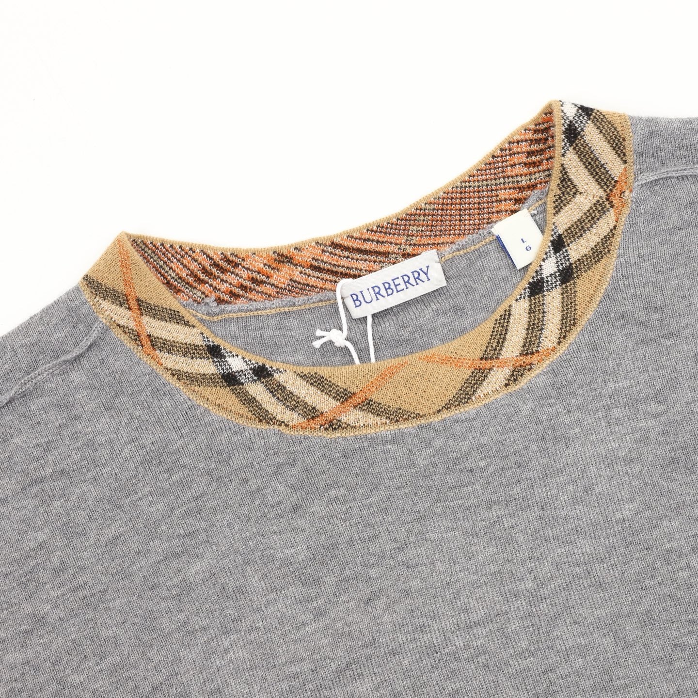 Burberry Check-Collar Knitted Wool Sweater