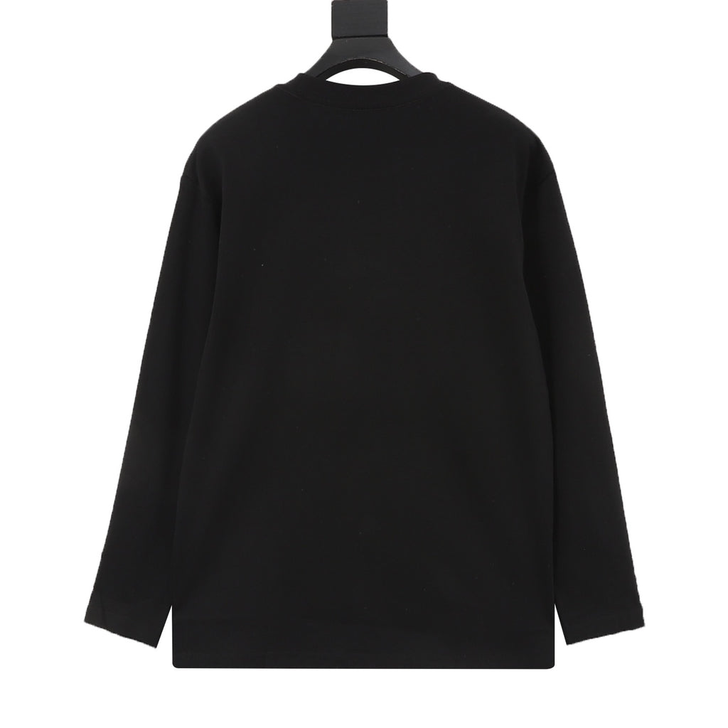 Burberry Women's & Men's Black Equestrian Knight Print Long-Sleeve T-Shirt