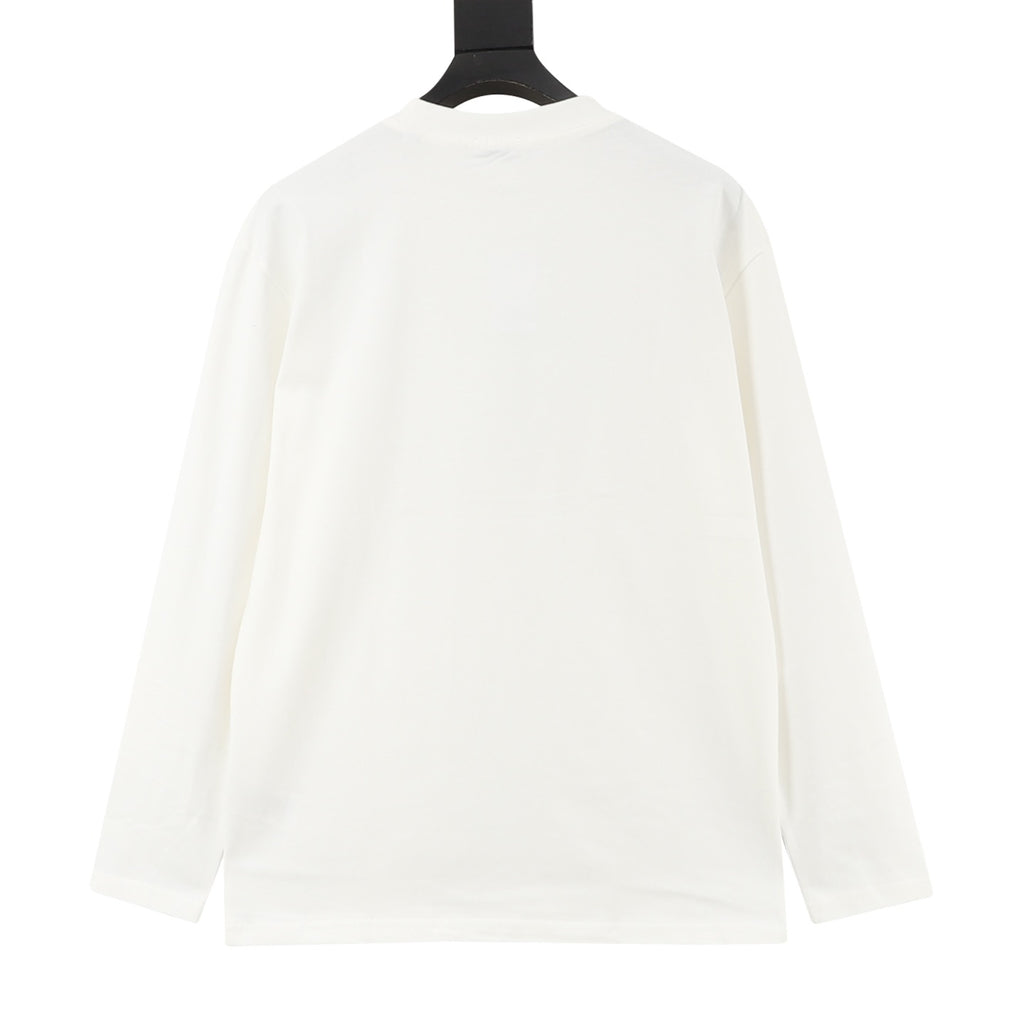 Burberry Women's & Men's White Equestrian Knight Embroidered Long-Sleeve T-Shirt