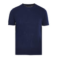 Fine-Knit V-Neck Short-Sleeve Sweater in Navy