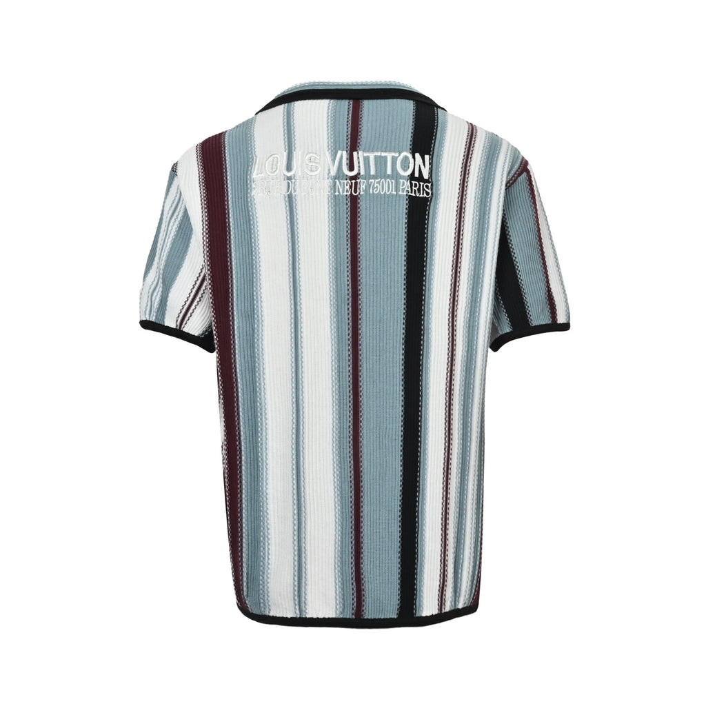Louis Vuitton Multicolor Vertical Stripe Knit Short-Sleeve Shirt