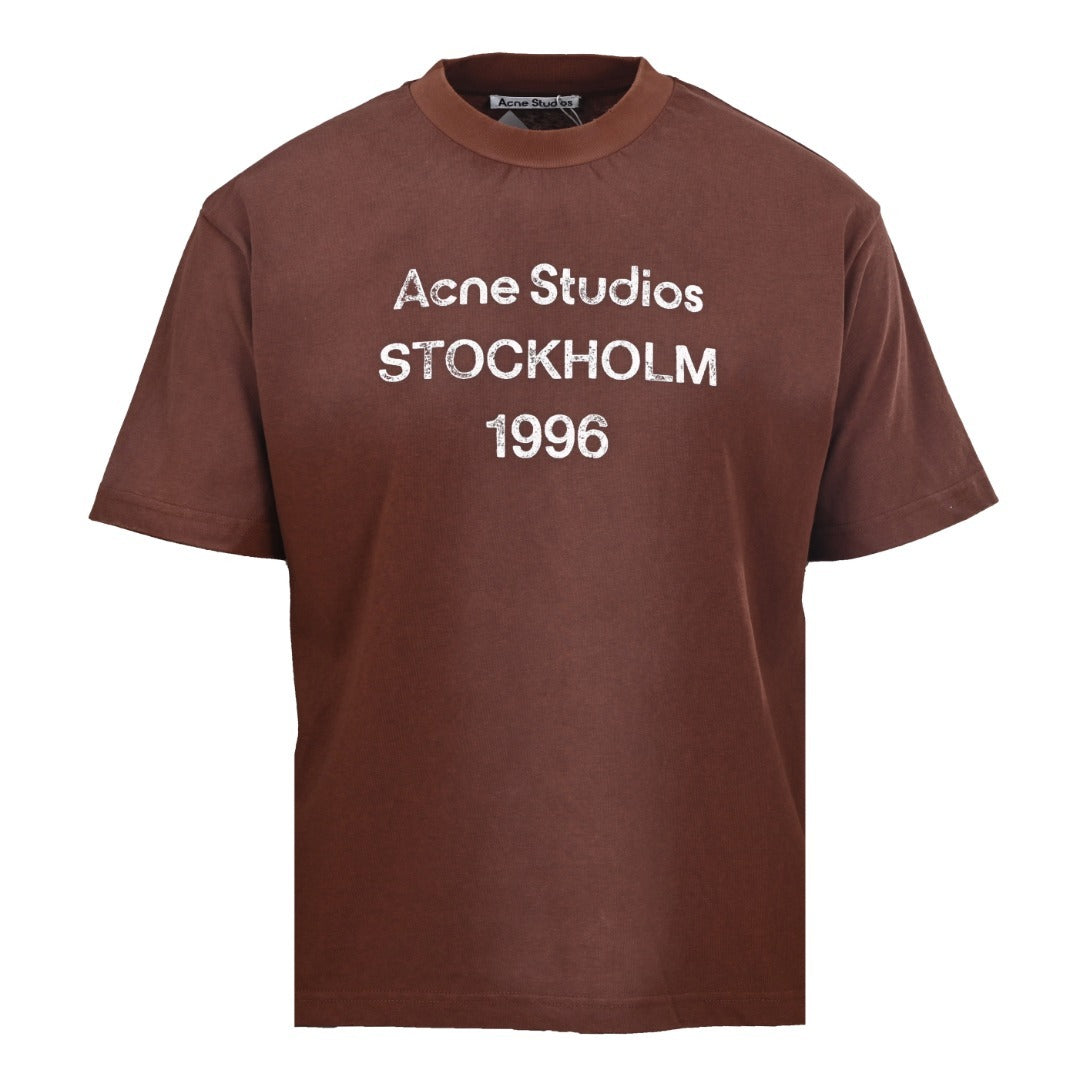 Acne Studios Stockholm 1996 Vintage-Style Print Short-Sleeve T-Shirt in Brown
