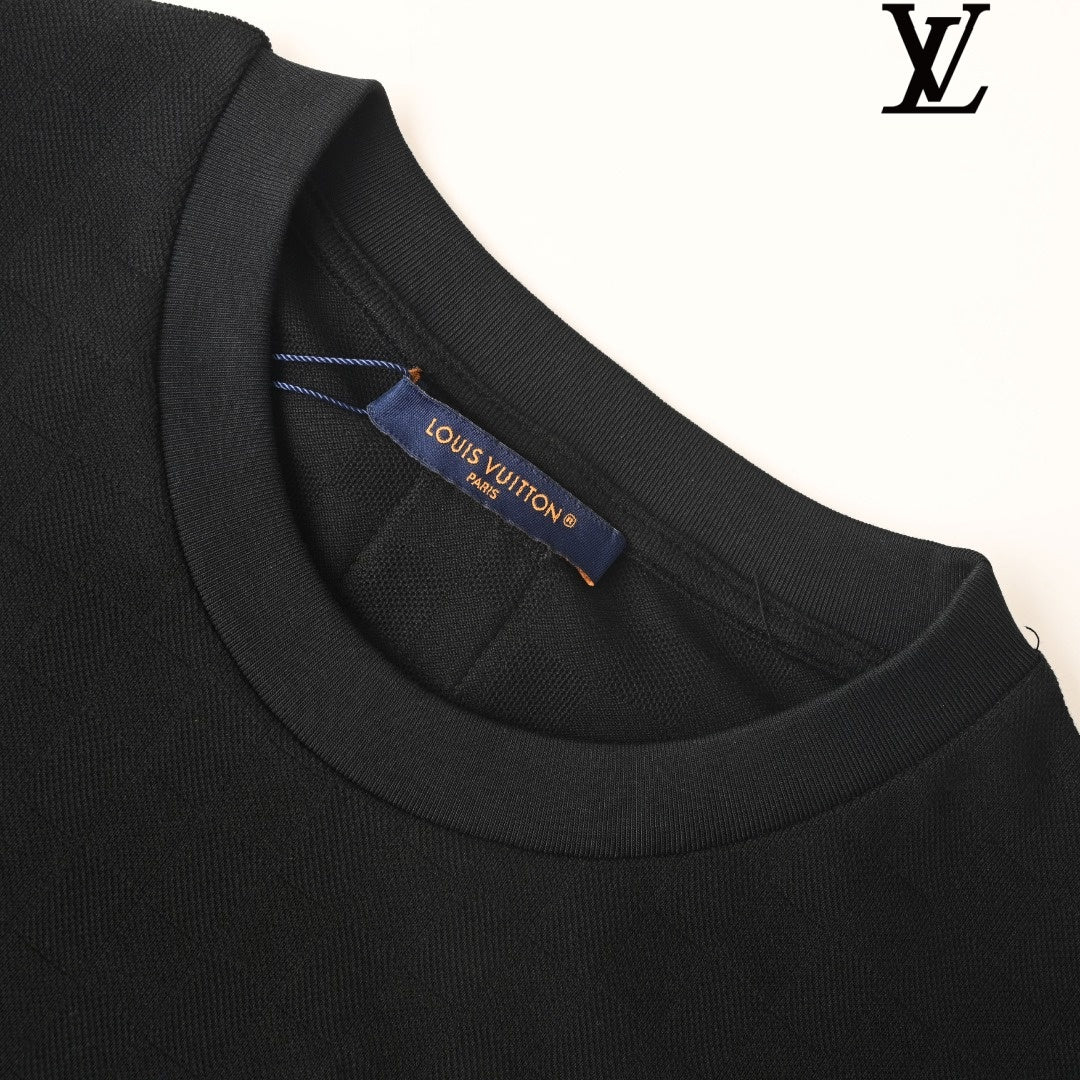 Louis Vuitton Men's Black Floral Embroidered T-Shirt