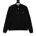 Loewe Anagram Gold Embroidered Cable Sleeve Knit Cardigan