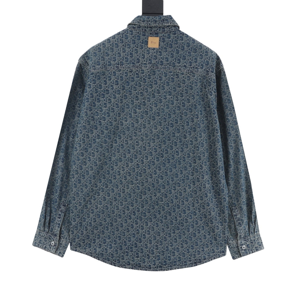 Dior Women's / Men's Oblique Jacquard Denim Shirt in Blue