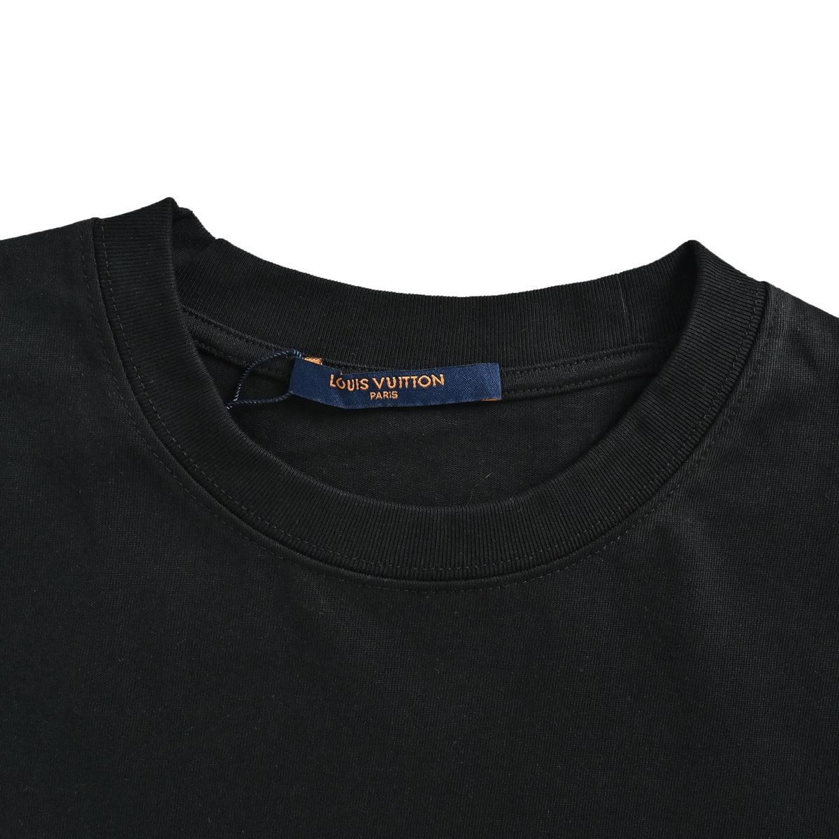 Louis Vuitton Equipe Blue Logo Print Short-Sleeve T-Shirt in Black