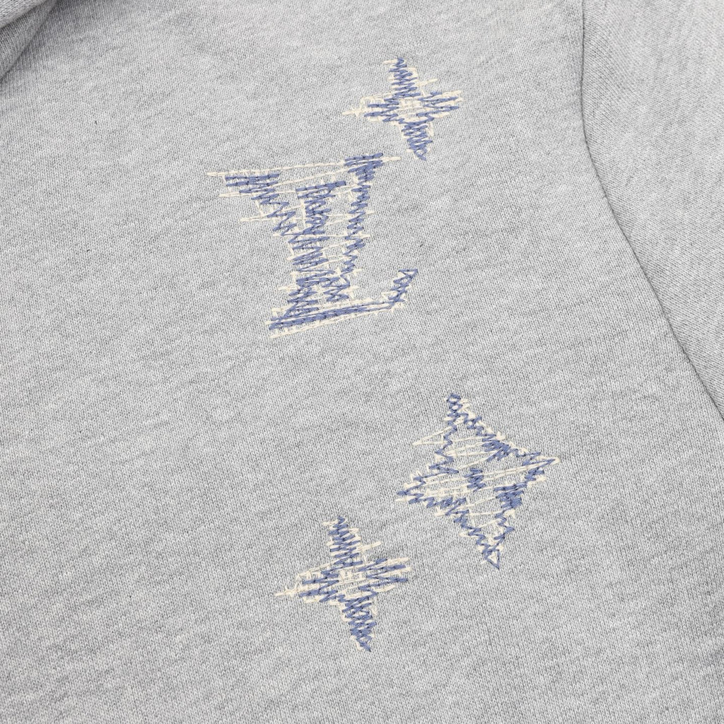 Louis Vuitton Sketch Embroidery Zip-Up Hoodie — Grey Marl