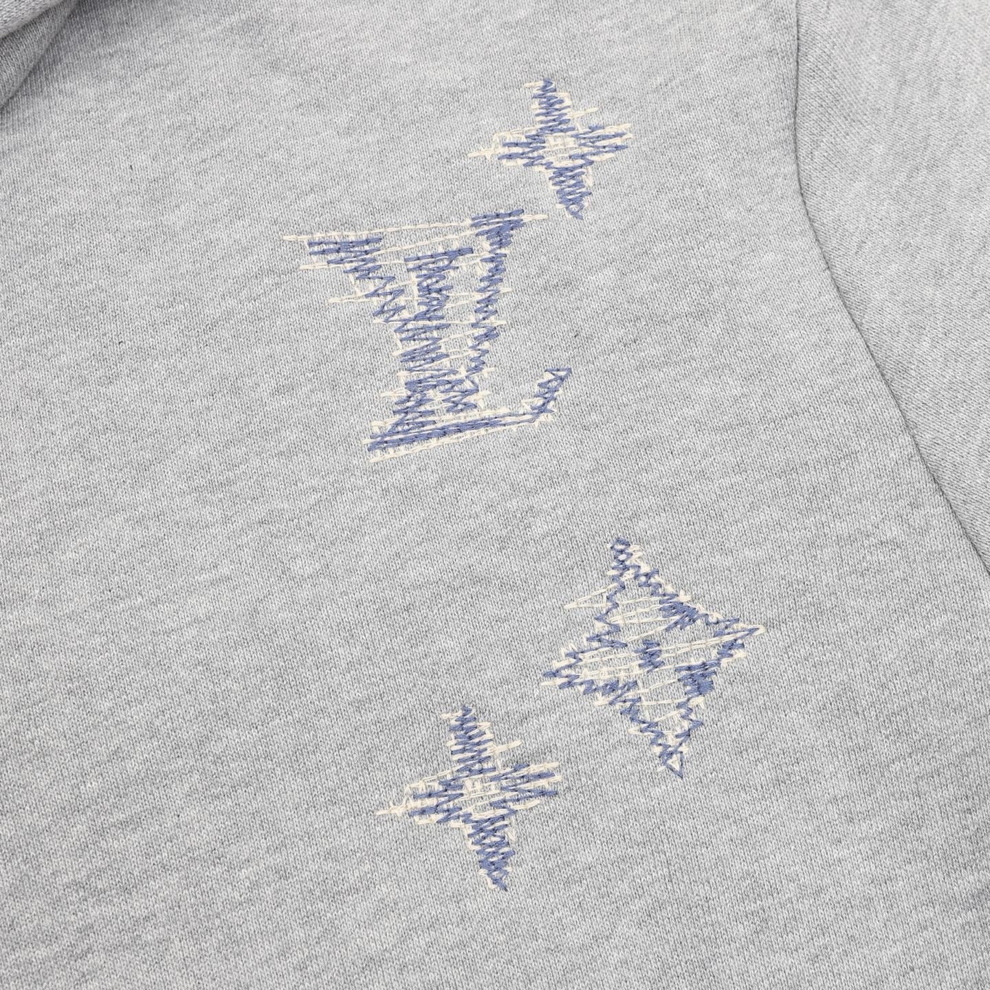 Louis Vuitton Sketch Embroidery Zip-Up Hoodie — Grey Marl