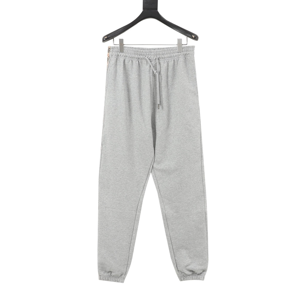 Burberry Women's & Men's Heather Grey Check Detail Drawstring Sweatpants