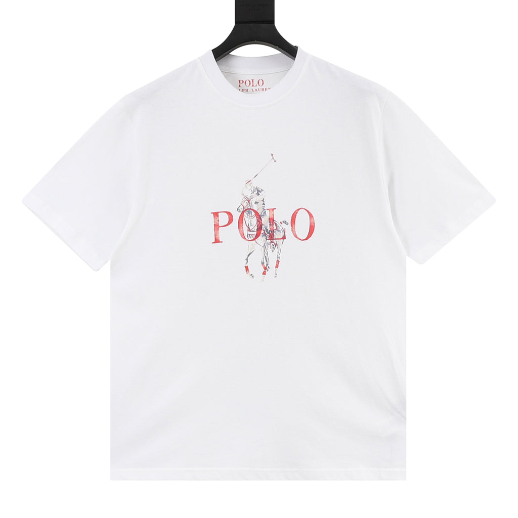 Polo Ralph Lauren Big Pony Watercolor Print Short-Sleeve T-Shirt in White