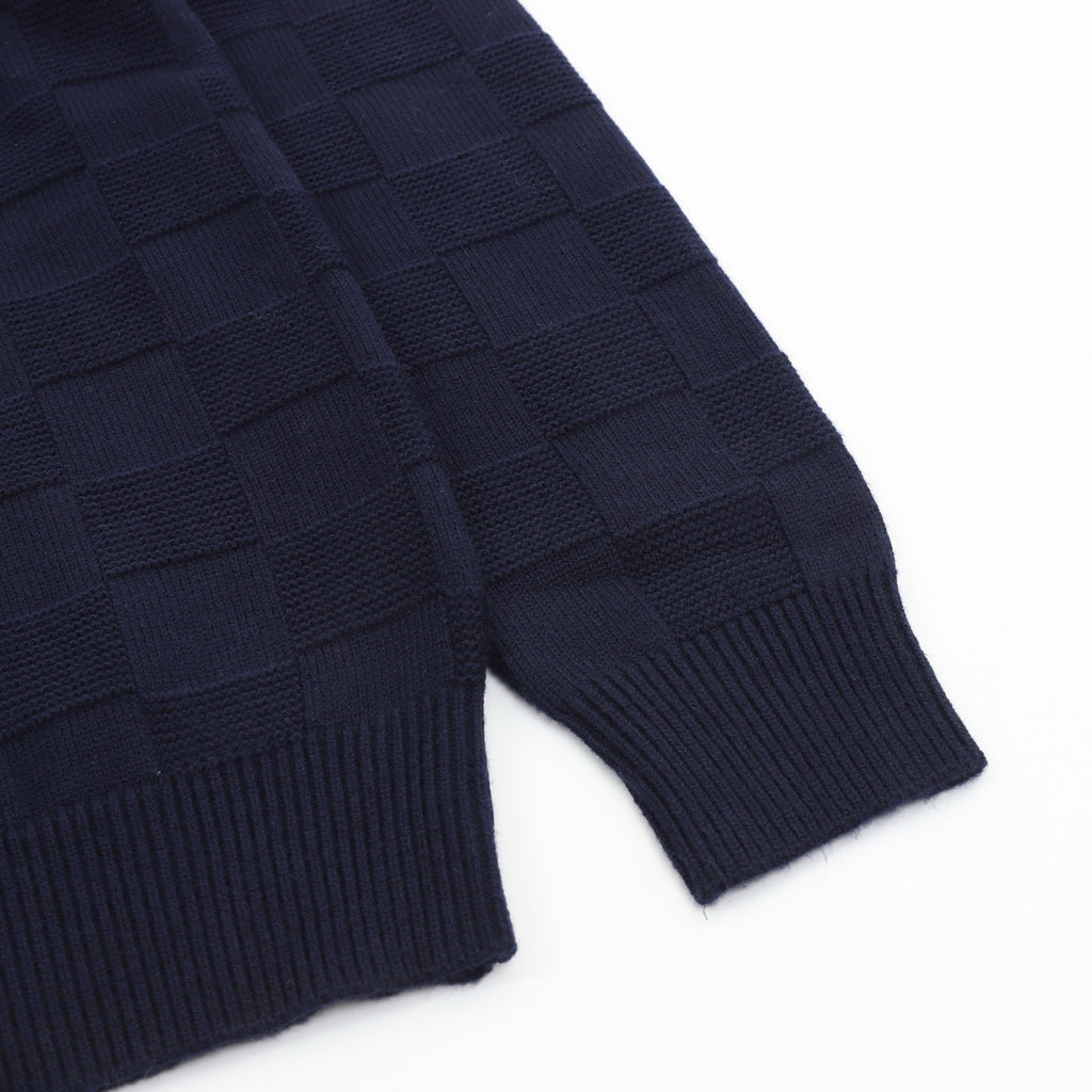 Louis Vuitton Women's Men's Navy Checkered Crewneck Knit Sweater