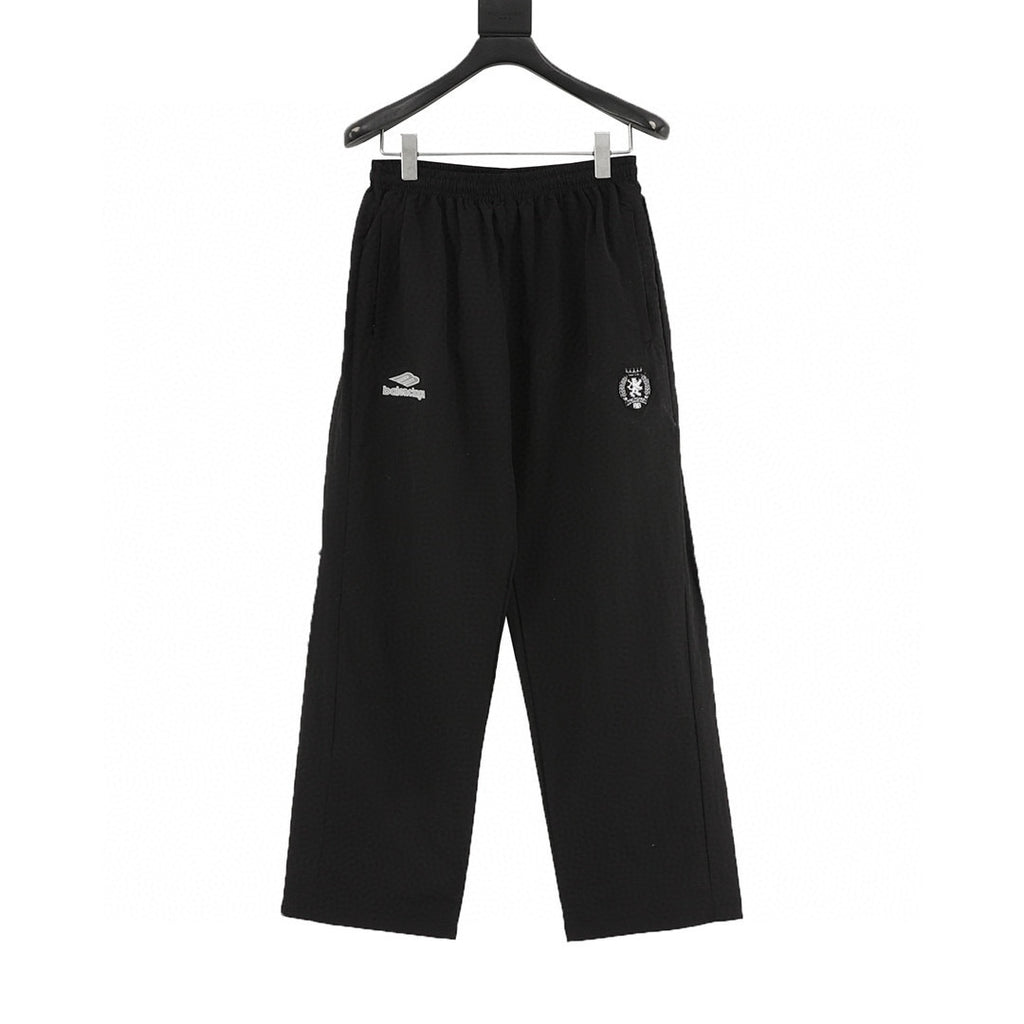 Balenciaga 26SS Sport Logo & Crest Embroidered Wide-Leg Track Pants