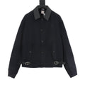 Dior CD Buckle Leather Collar Wool Jacket