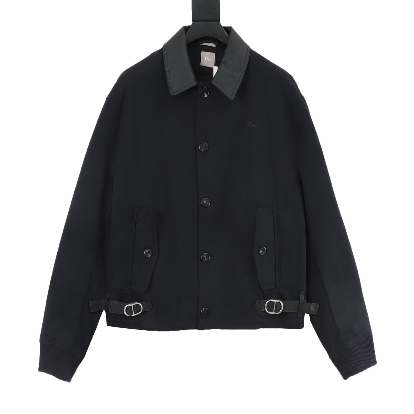 Dior CD Buckle Leather Collar Wool Jacket