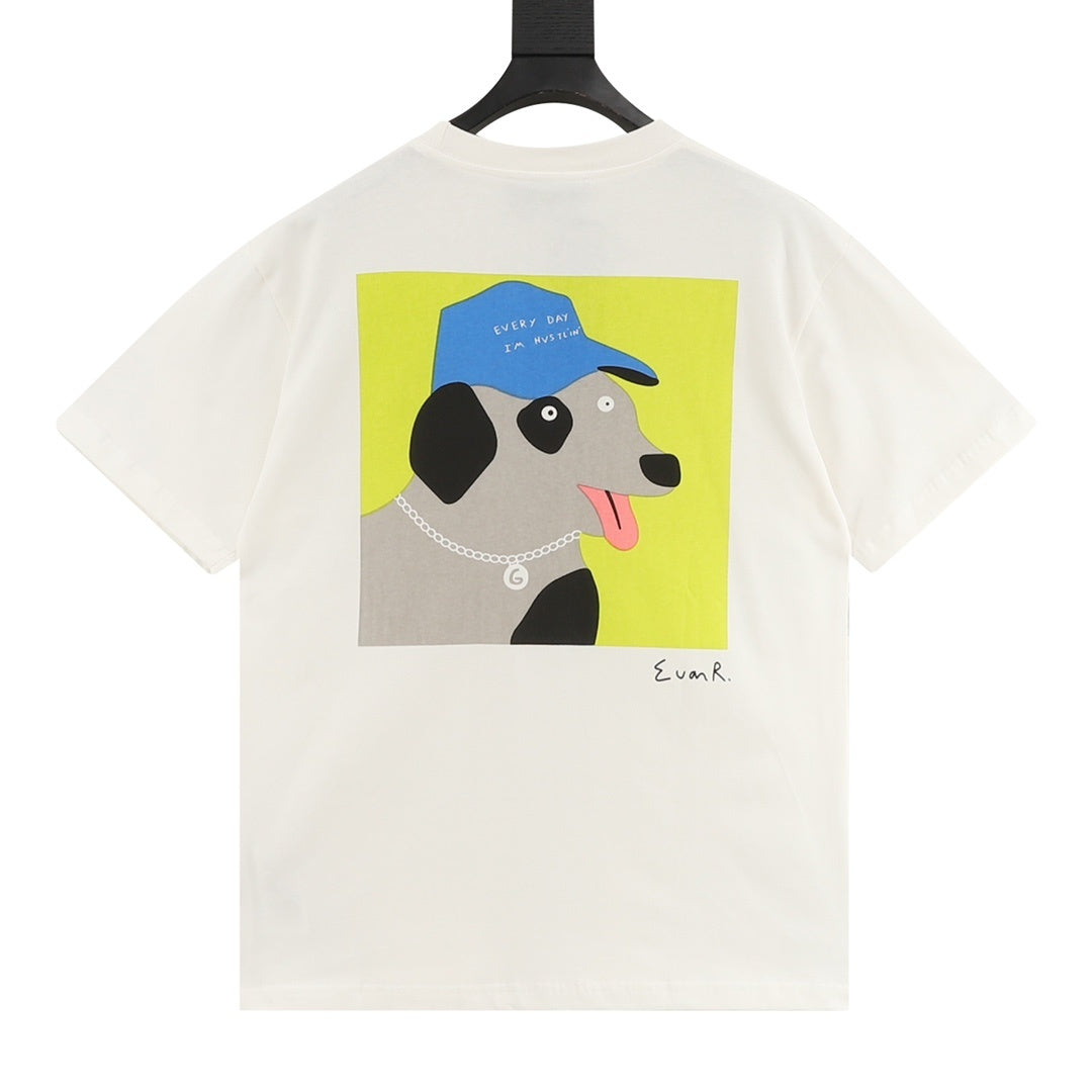 Gucci Men's White Small Dog Square Graphic Print T-Shirt