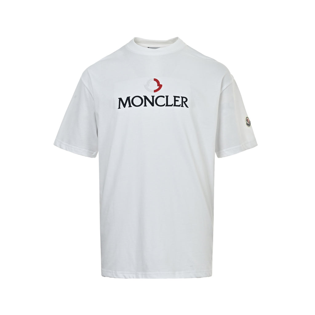Moncler Embroidered Logo Short-Sleeve T-Shirt in White