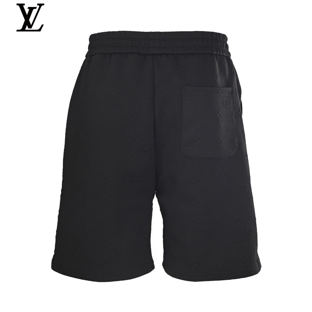 Louis Vuitton Black Embossed Monogram Drawstring Shorts