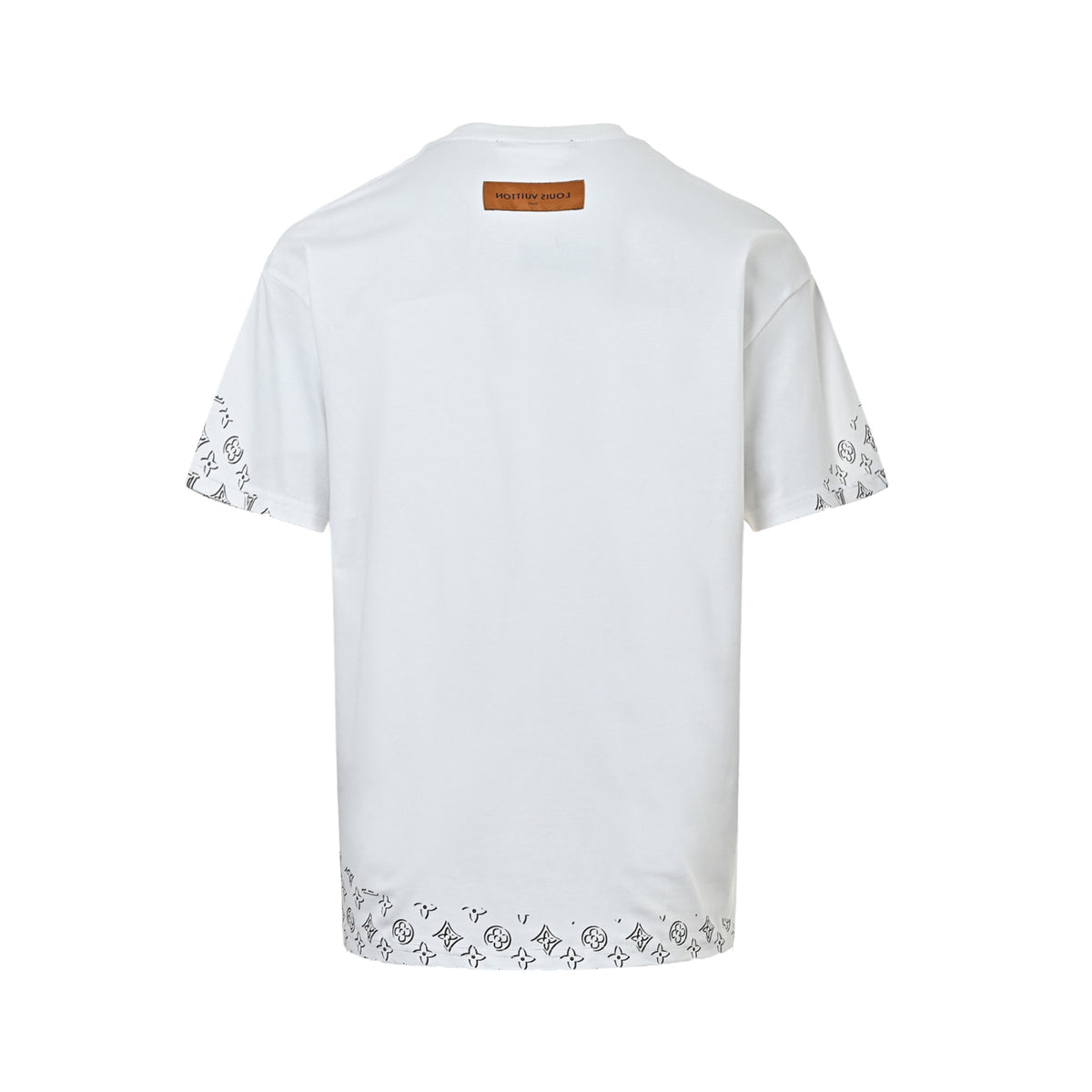 Louis Vuitton Border Monogram LV Logo Short-Sleeve T-Shirt in White