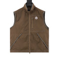 Moncler Women's Men's Brown Logo Patch Zip-Up Vest