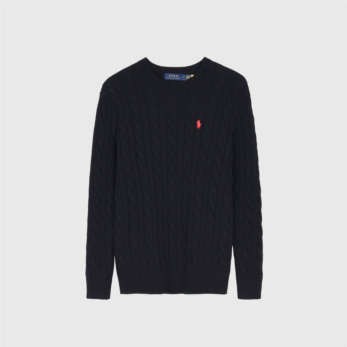 Polo Ralph Lauren Women's Men's Black Cable Knit Crewneck Sweater