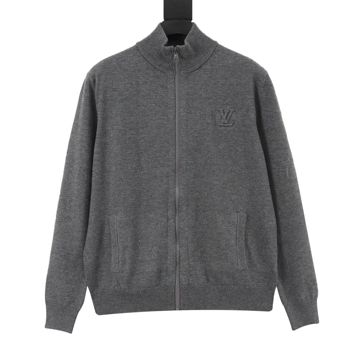 Louis Vuitton Women's & Men's Grey Embossed LV Full-Zip Knit Cardigan