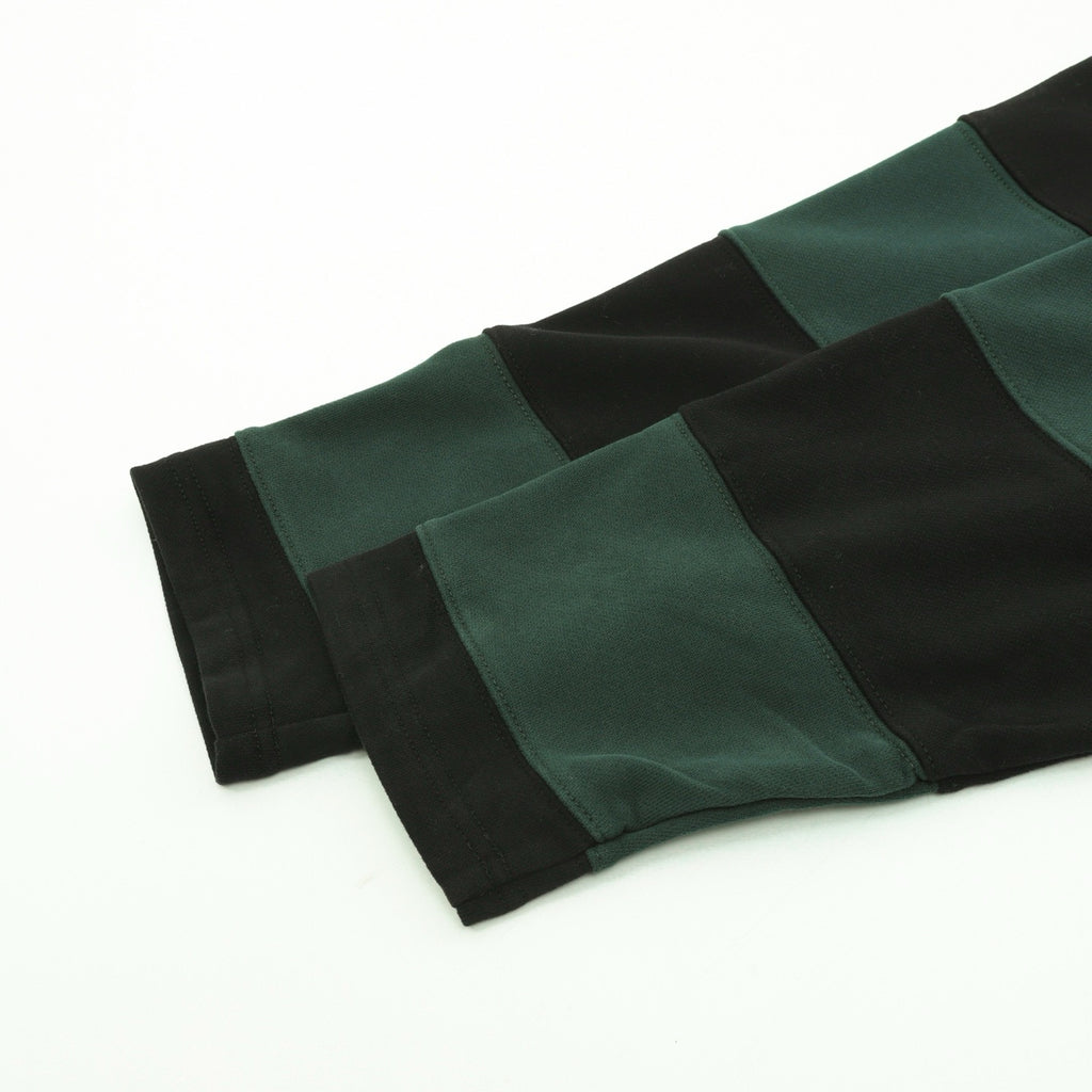 Acne Studios Women's Men's Green and Black Striped Long-Sleeve Polo with Faux Leather Collar