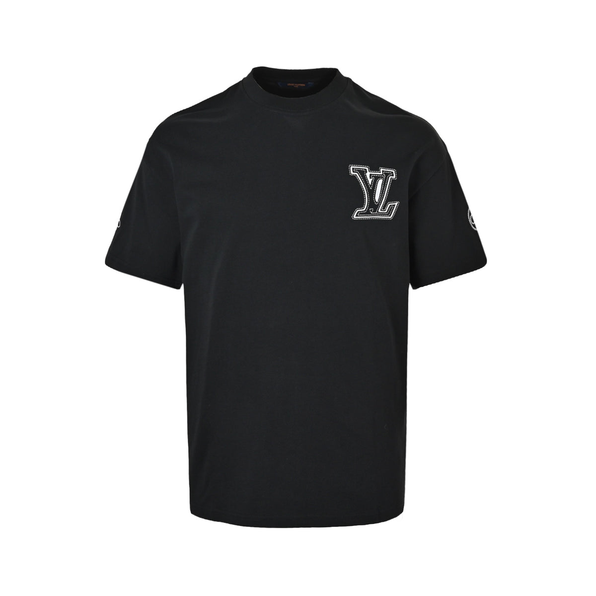 Louis Vuitton Stitched LV Logo Short-Sleeve T-Shirt in Black