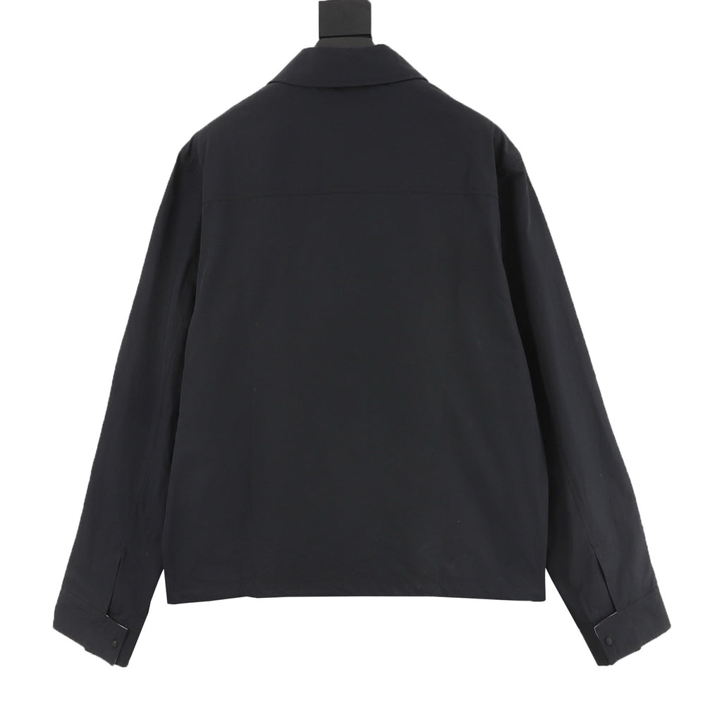 Loewe Anagram Embroidered Zip-Up Jacket with Striped Lining