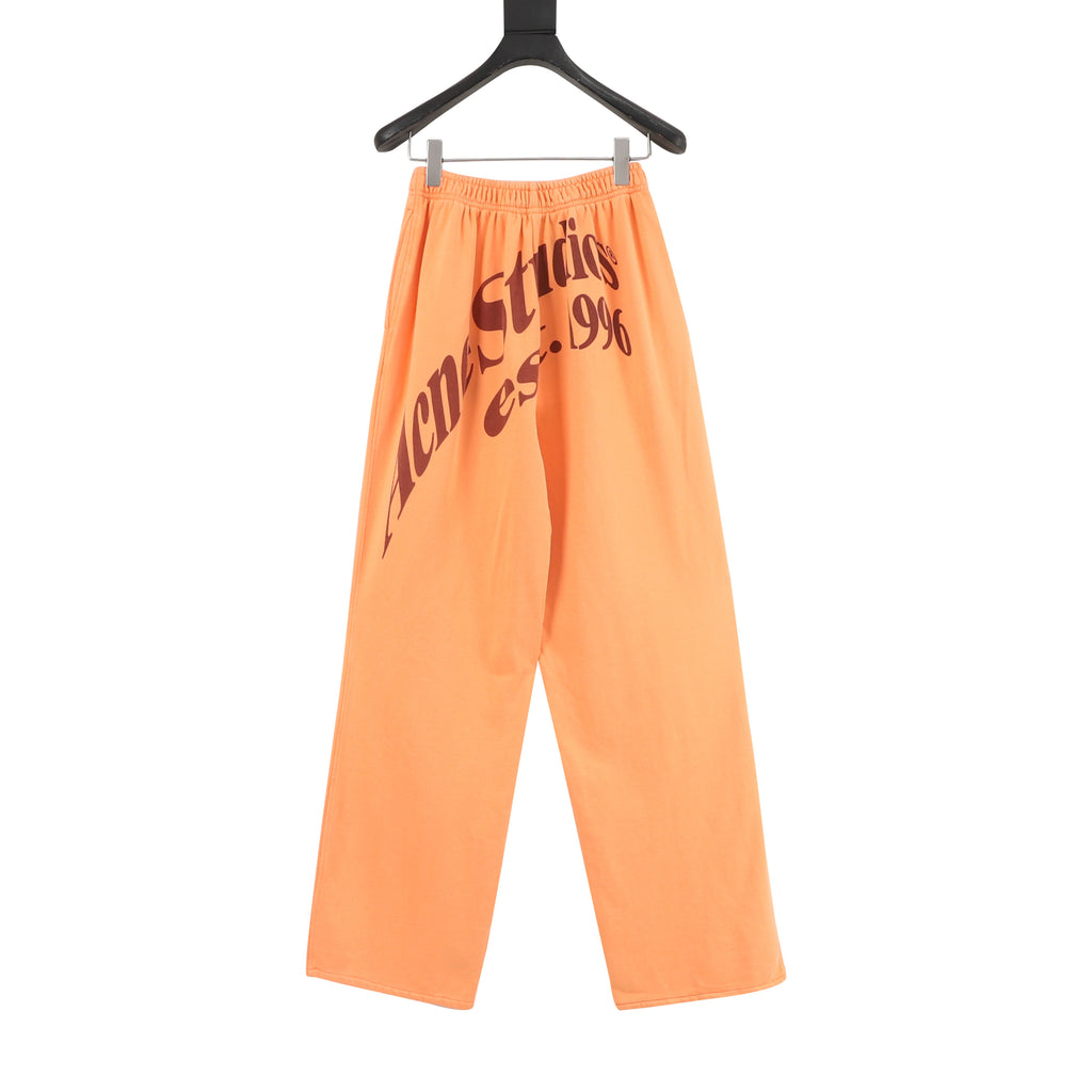 Acne Studios Est. 1996 Logo Trousers — Peach Orange, Retro Script Print
