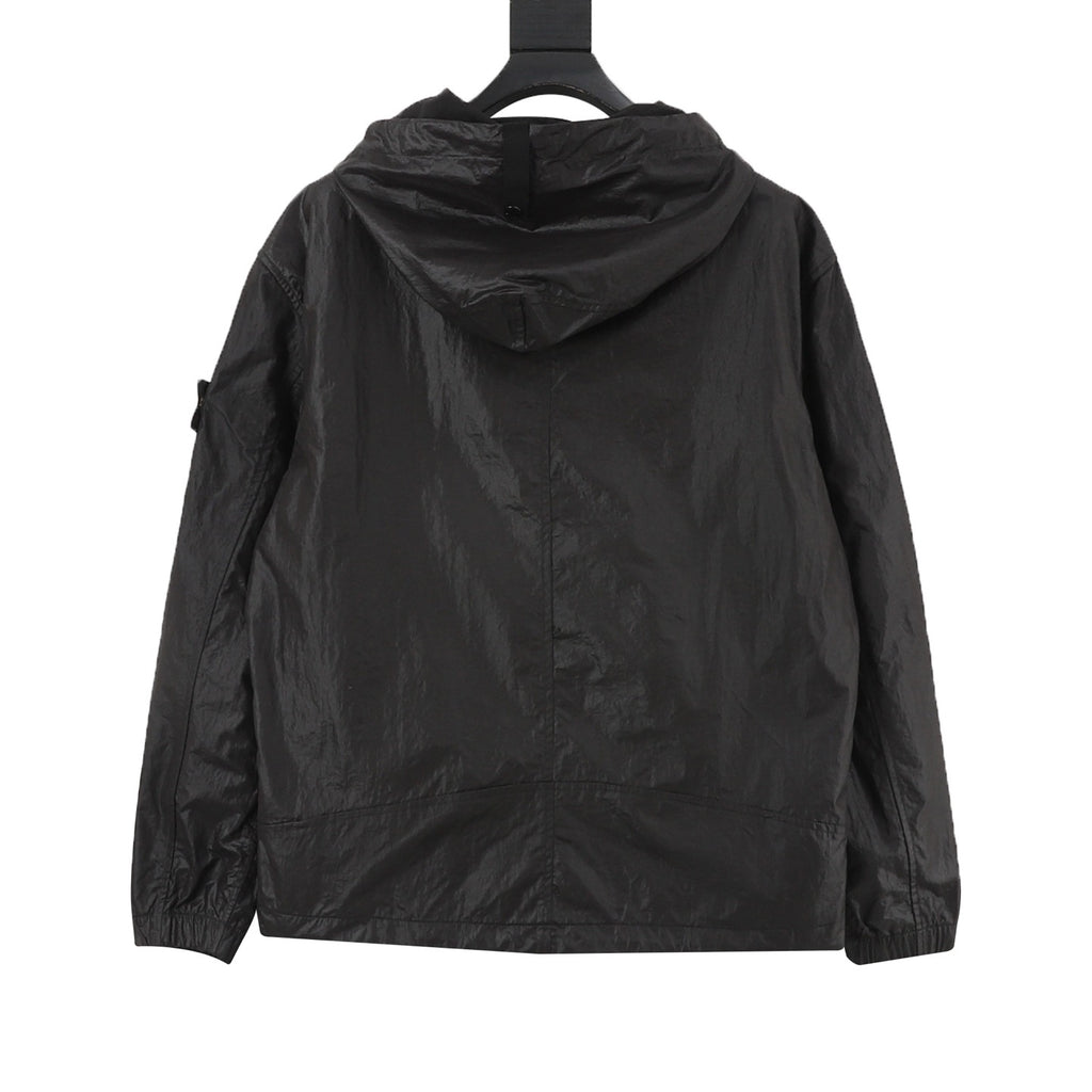Stone Island Women's Men's Black Hooded Windbreaker Jacket